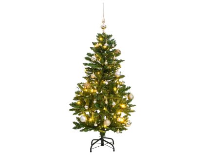 vidaXL Umělý sklápěcí vánoční stromek se 150 LED a koulemi 120 cm