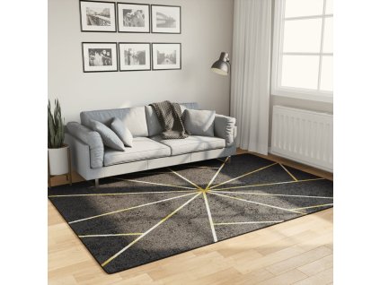 vidaXL Koberec pratelný černý a zlatý 160 x 230 cm protiskluzový