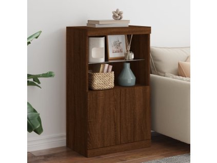 vidaXL Příborník s LED osvětlením hnědý dub 60,5 x 37 x 100 cm