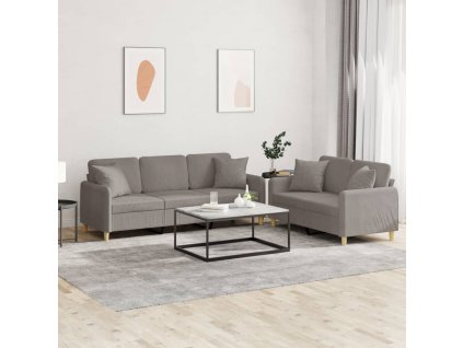 vidaXL 2dílná sedací souprava s polštáři taupe textil