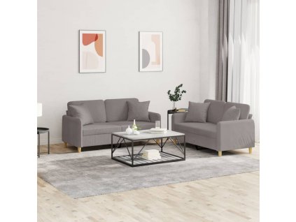 vidaXL 2dílná sedací souprava s polštáři taupe textil
