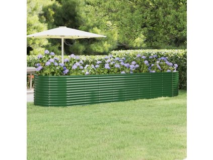 vidaXL Vyvýšený záhon pozinkovaná ocel 396x100x68 cm zelený