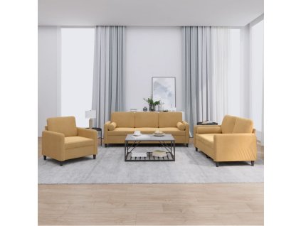 vidaXL 3dílná sedací souprava s polštáři hnědá samet