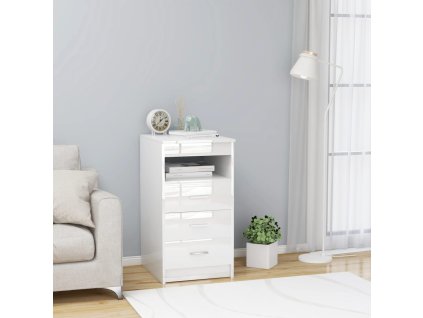 vidaXL Komoda se zásuvkami bílá s leskem 40x50x76 cm kompozitní dřevo