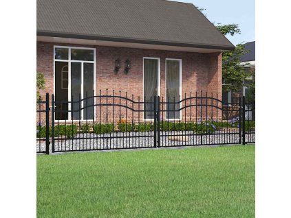 vidaXL Plotová branka KAMPEN s kopím nahoře černá 394,5 x 100 cm ocel