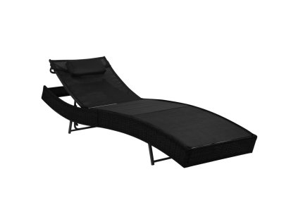 vidaXL Zahradní lehátko s polštářem polyratan černé