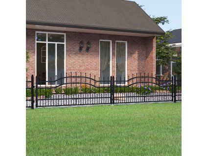 vidaXL Plotová branka KAMPEN s kopím nahoře černá 394,5 x 78 cm ocel