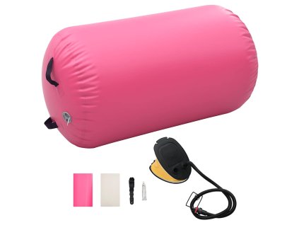 vidaXL Nafukovací cvičební válec s pumpou 100 x 60 cm PVC růžový