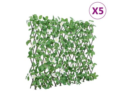 vidaXL Treláže s umělým břečťanem roztahovací zelené 5 ks 186 x 30 cm