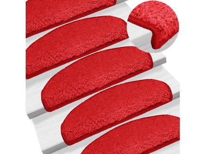 vidaXL Schodové rohože 15 ks 65 x 21 x 4 cm červené, půlkulaté, velké