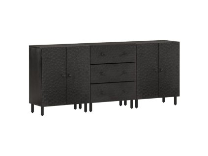 vidaXL Odkládací skříňky 3 ks černé 60 x 33 x 75 cm masivní mangovník