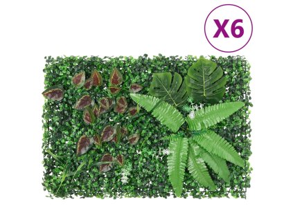 vidaXL Umělý plot s rostlinami 6 ks zelený 40 x 60 cm