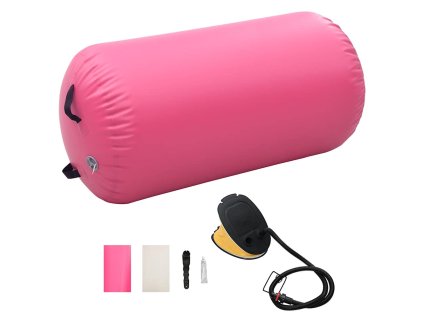 vidaXL Nafukovací cvičební válec s pumpou 120 x 90 cm PVC růžový