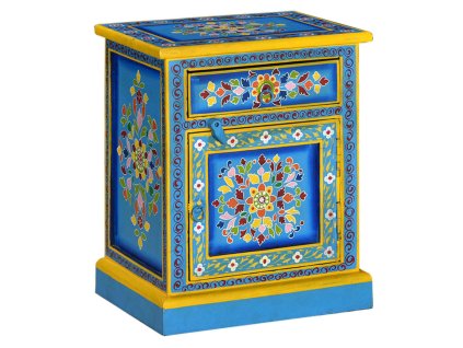 vidaXL Noční stolek z masivního mangovníku ručně malovaný tyrkysový