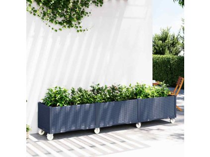 vidaXL Zahradní truhlík na kolečkách modrá šedá 240 x 50 x 54 cm PP