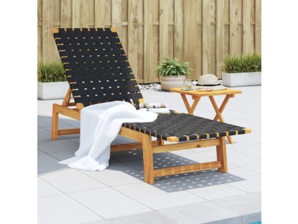 vidaXL Lehátko černé masivní akáciové dřevo a textil