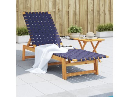 vidaXL Lehátko tmavě modré masivní akáciové dřevo a textil