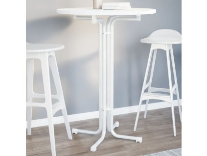 vidaXL Jídelní stůl bílý Ø 80 x 110 cm kompozitní dřevo a ocel