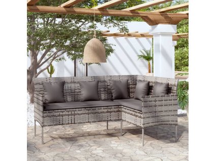 vidaXL Zahradní sedací souprava ve tvaru L s poduškami polyratan šedá