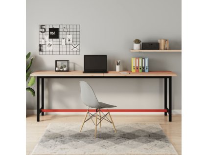 vidaXL Pracovní stůl 220 x 55 x 81,5 cm masivní bukové dřevo a kov