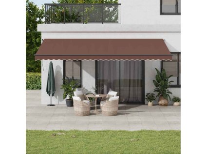 vidaXL Automatická zatahovací markýza hnědá 600 x 350 cm