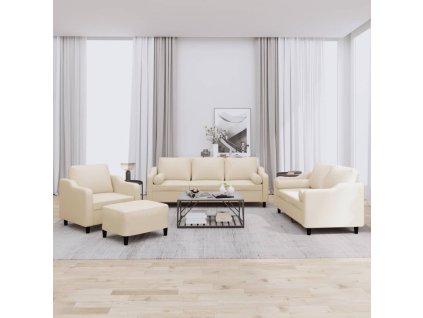 vidaXL 4dílná sedací souprava s polštáři krémová textil