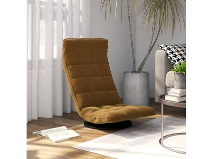 vidaXL Otočná lenoška na podlahu hnědá samet