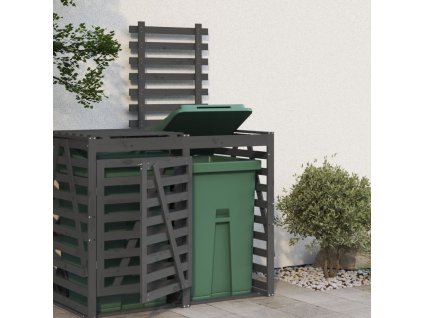 vidaXL Nástavec pro úložný box na popelnice šedý masivní borové dřevo