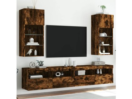 vidaXL TV skříňky s LED osvětlením 2 ks kouřový dub 40,5 x 30 x 90 cm