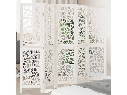 vidaXL Paraván 5dílný bílý masivní dřevo pavlovnie