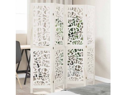vidaXL Paraván 4dílný bílý masivní dřevo pavlovnie