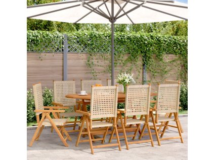 vidaXL Polohovací zahradní židle 8 ks béžové polyratan a masivní dřevo