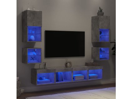 vidaXL 8dílná obývací stěna s LED betonově šedá kompozitní dřevo