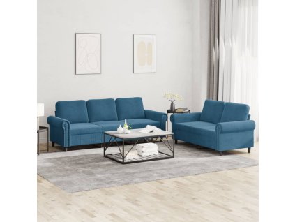 vidaXL 2dílná sedací souprava s poduškami modrá samet