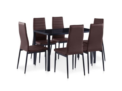 vidaXL 7dílný jídelní set hnědý