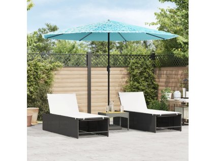 vidaXL Zahradní slunečník s ocelovou tyčí modrý 324 x 324 x 247 cm