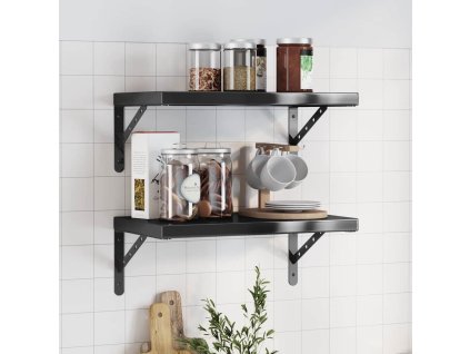 vidaXL Nástěnné police 2 ks 50 x 30 cm černé nerezová ocel