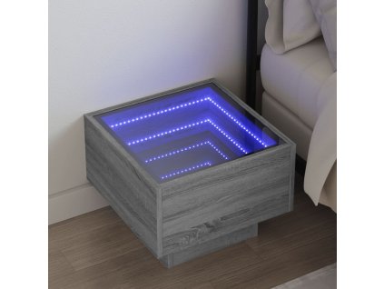 vidaXL Noční stolek s Infinity LED šedý sonoma 40 x 40 x 30 cm