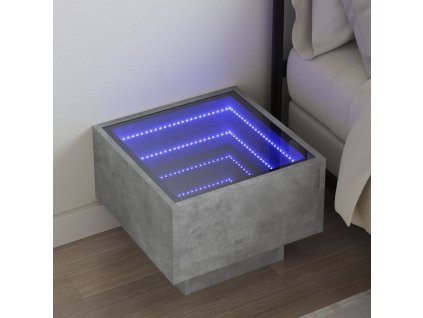 vidaXL Noční stolek s Infinity LED betonově šedý 40 x 40 x 30 cm