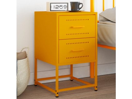 vidaXL Noční stolek hořčicově žlutý 36 x 39 x 60,5 cm ocel