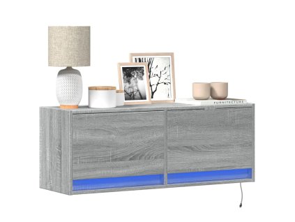 vidaXL Nástěnná TV skříňka s LED osvětlením šedá sonoma 100x31x35 cm