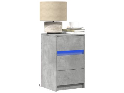 vidaXL Noční stolek s LED osvětlením betonově šedý kompozitní dřevo