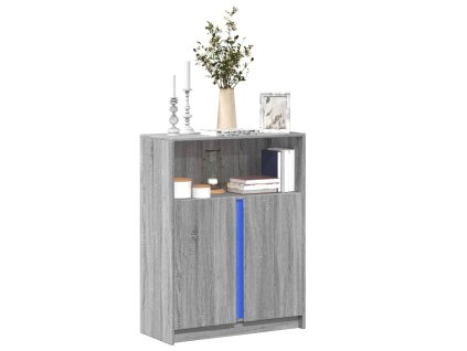 vidaXL Příborník LED šedý sonoma 77 x 34 x 100 cm kompozitní dřevo