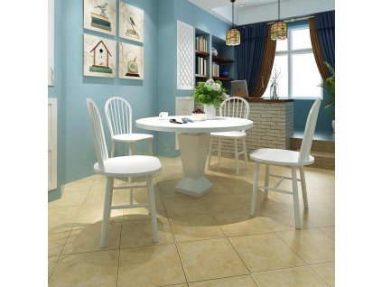 vidaXL Jídelní židle 4 ks bílé masivní kaučukovník