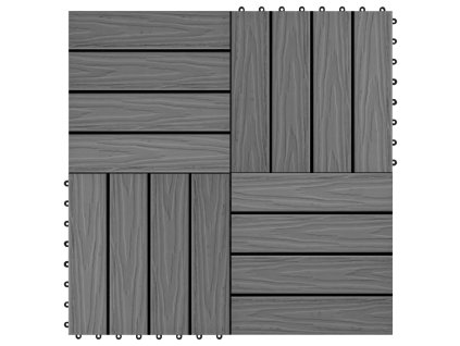 vidaXL Terasové dlaždice 11 ks WPC embosované 30 x 30 cm 1 m² šedé