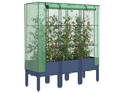 vidaXL Vyvýšený záhon se skleníkem ratanový vzhled 120 x 40 x 140 cm