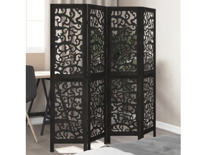 vidaXL Paraván 4dílný černý masivní dřevo pavlovnie