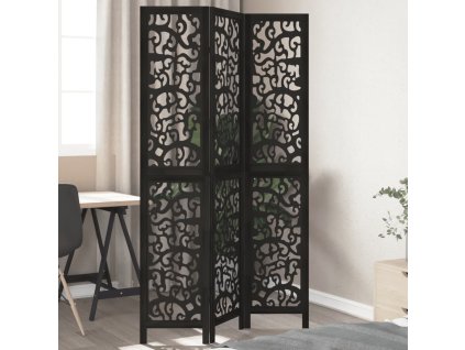 vidaXL Paraván 3dílný černý masivní dřevo pavlovnie