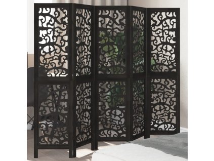 vidaXL Paraván 5dílný černý masivní dřevo pavlovnie