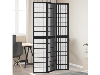 vidaXL Paraván 3dílný černý masivní dřevo pavlovnie